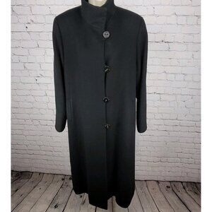 Fleurette Loro Piana Black 100% Italian Cashmere Buttoned Over Coat Size 8